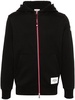 Black Logo-Applique Zip-Up Hoodie