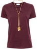 round-neck T-shirt with necklace