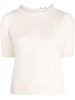 faux-pearl embellished knitted top