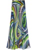 Iride-print silk maxi skirt