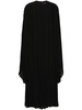 Black Pleated Long-Sleeve Maxi Dress