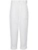 tapered-leg cotton-linen blend trousers