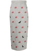 rose-embroidered wool pencil skirt