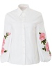 floral-embroidered puff-sleeve blouse