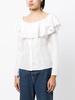 off shoulder frilled silk blouse