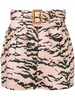 Pink Matchmaker Safari Tiger-Print Linen Shorts