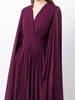 cape-effect pleated gown