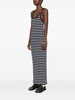 striped overall maxi dress