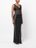 sheer-panel cowl-neck gown