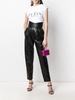 high-waisted leather trousers