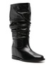 draped leather mid-calf boots