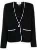 contrasting-trim collarless jacket