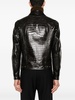 Black Crocodile-Effect Leather Jacket