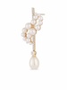 14kt yellow gold pearl and diamond curve form drop earrings