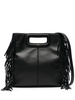 M fringed leather tote bag