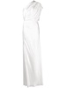 silk one-shoulder gathered gown