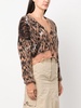 leopard-print cropped cardigan