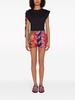 abstract print elasticated waistband silk shorts