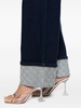 crystal embellished-cuffs wide-leg jeans