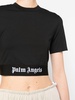 Logo tape stretch cotton cropped t-shirt