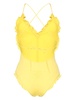 ruffle-detailing V-neck swimsuit 