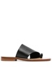 toe-strap leather slides