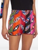 abstract print elasticated waistband silk shorts