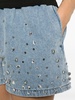 glass-crystal-embellished denim shorts