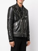 logo-plaque leather biker jacket