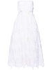 White Floral-Embroidered Flared Dress