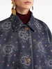 floral-pattern jacquard denim cape