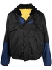 hooded colour-block panel jacket