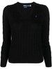 V Neck Braided Sweater - 010 Polo Black / XS