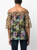 mixed-print off-shoulder blouse