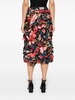 floral-print ruched midi skirt