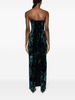 green Samare feather trim velvet gown