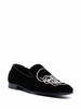 skull-embroidered velvet loafers