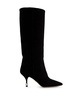 pearl-heel suede boots