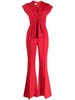 bow-detail flared jumpsuit