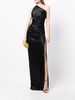 gathered-detail one-shoulder silk gown