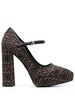 jacquard-logo 125mm block heel pumps