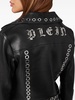 eyelet-embellished leather biker jacket