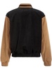 Emblem logo-patch suede bomber jacket