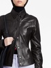 leather classic-collar fitted jacket