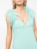 feather-detail sweetheart-neck dress