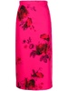 floral-print faille pencil skirt