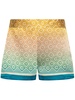 monogram print silk shorts