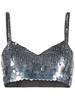 P.A.R.O.S.H. Iridescent Sequin Cropped Top