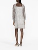 long-sleeve macramé-lace minidress