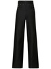 Black Wide-Leg Satin Trousers